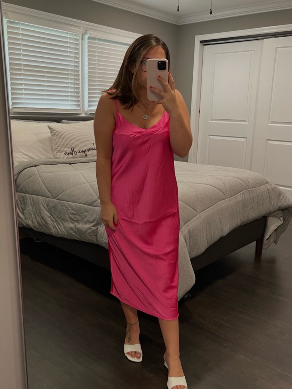 NWT Lucky Brand Fuchsia Satin Slip Chemise